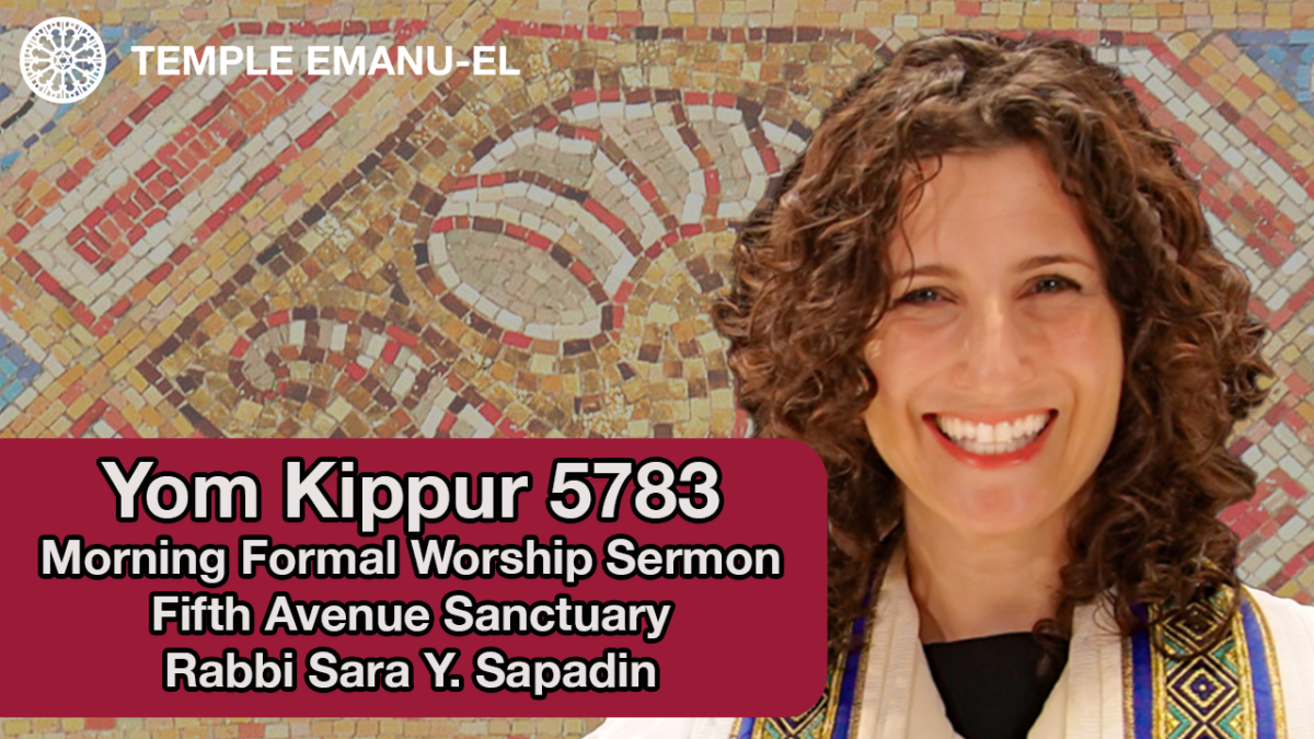 Yom Kippur Morning Worship Service Sermon By Rabbi Sapadin 5783